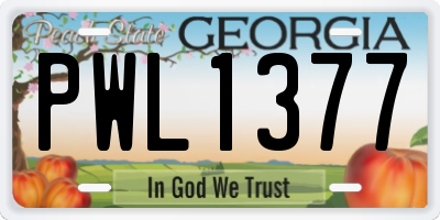 GA license plate PWL1377