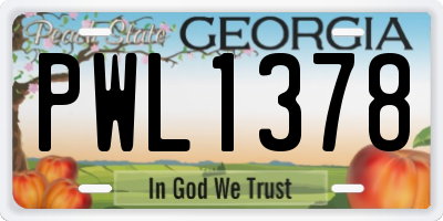 GA license plate PWL1378