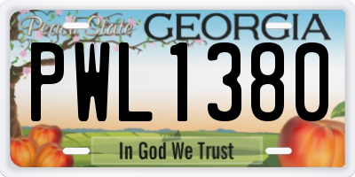 GA license plate PWL1380