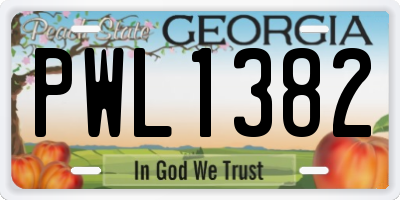 GA license plate PWL1382