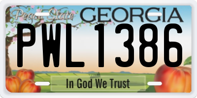 GA license plate PWL1386