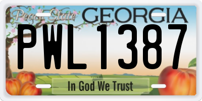 GA license plate PWL1387
