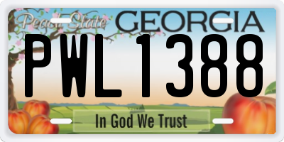 GA license plate PWL1388