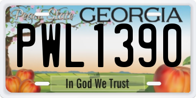 GA license plate PWL1390