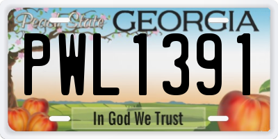 GA license plate PWL1391