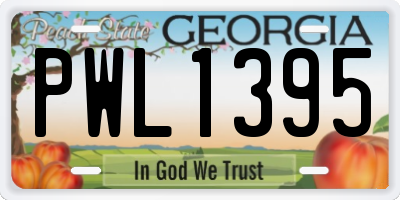 GA license plate PWL1395