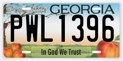 GA license plate PWL1396