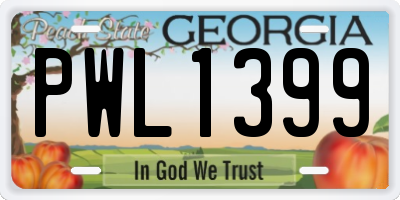 GA license plate PWL1399