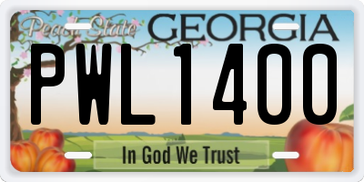 GA license plate PWL1400