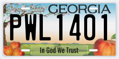 GA license plate PWL1401