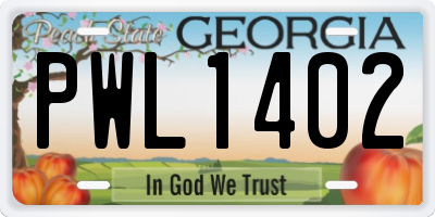 GA license plate PWL1402