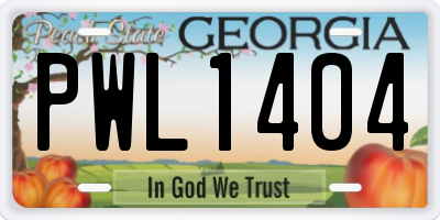 GA license plate PWL1404