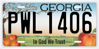 GA license plate PWL1406