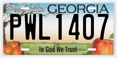 GA license plate PWL1407