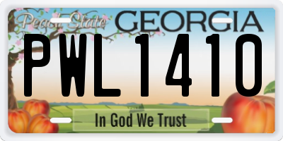GA license plate PWL1410