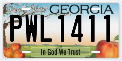 GA license plate PWL1411