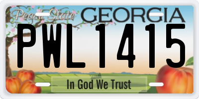 GA license plate PWL1415