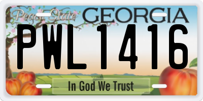 GA license plate PWL1416