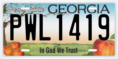 GA license plate PWL1419