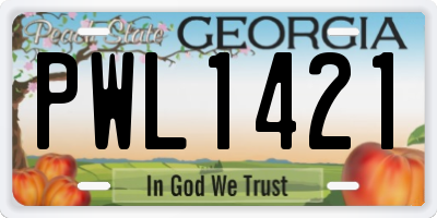 GA license plate PWL1421