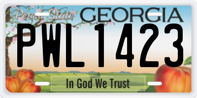 GA license plate PWL1423