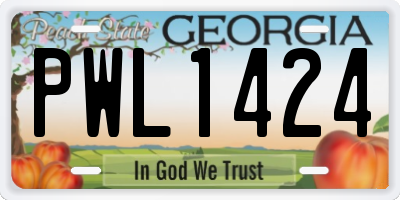 GA license plate PWL1424