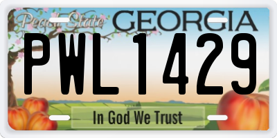 GA license plate PWL1429