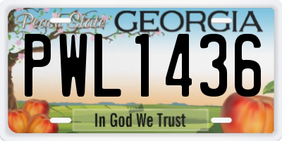 GA license plate PWL1436
