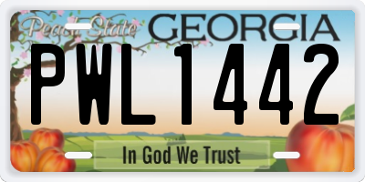 GA license plate PWL1442