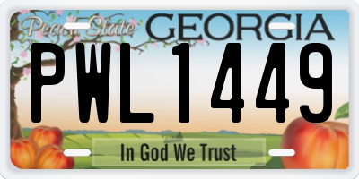 GA license plate PWL1449