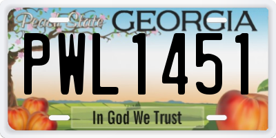 GA license plate PWL1451
