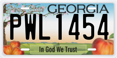 GA license plate PWL1454