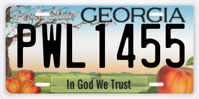 GA license plate PWL1455