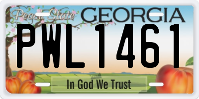 GA license plate PWL1461