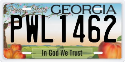 GA license plate PWL1462