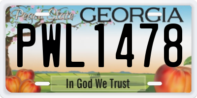 GA license plate PWL1478