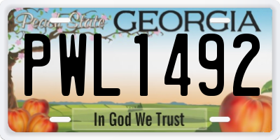 GA license plate PWL1492