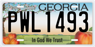 GA license plate PWL1493