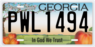 GA license plate PWL1494
