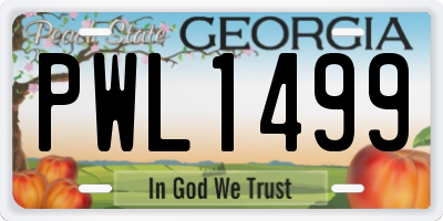 GA license plate PWL1499