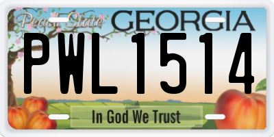 GA license plate PWL1514