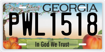 GA license plate PWL1518