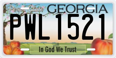 GA license plate PWL1521