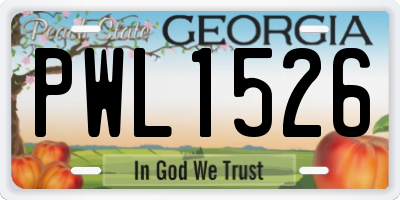 GA license plate PWL1526