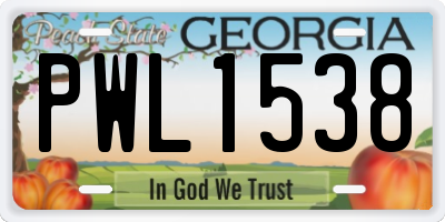 GA license plate PWL1538