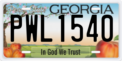 GA license plate PWL1540