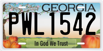 GA license plate PWL1542