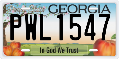 GA license plate PWL1547