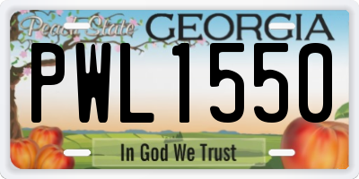 GA license plate PWL1550