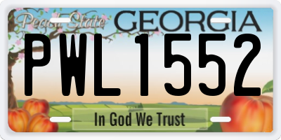 GA license plate PWL1552
